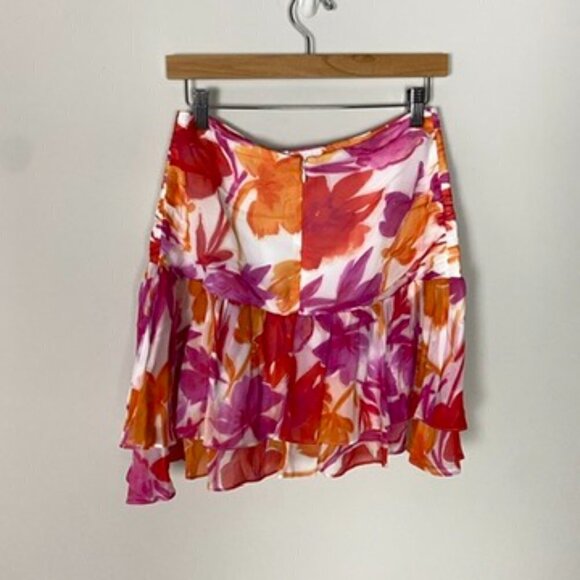 Milly Mira Paper Peony Print Skirt Mini Floral Womens 4 Ruffle Scrunched - Picture 3 of 8